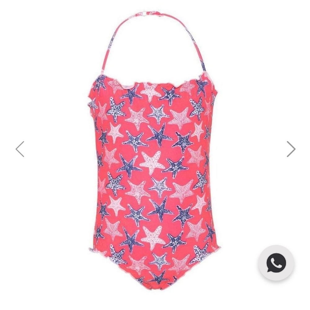 NWT Sunuva Neon Pink Starfish Ruched Swimsuit 2-3T